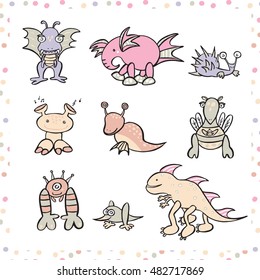 funny monsters vector set