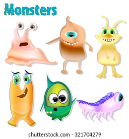 Funny monsters vector set. Alien