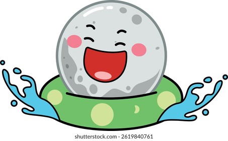 Funny Moon Party Cartoon – Night Celebration Vector Illustration