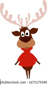 Funny moose, illustration, vector on white background.