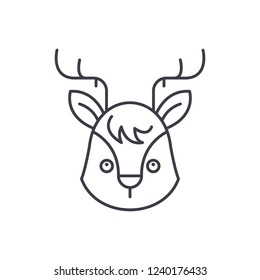 Funny moose line icon concept. Funny moose vector linear illustration, symbol, sign