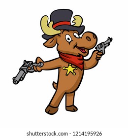 Funny moose sheriff  vector illustration 
