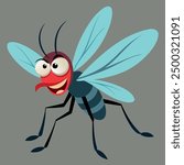 Funny mosquito cartoon. Mosquito vector flat icon. Cute cartoon mosquito isolated vector illustration. Bloodsucker mosquito insect color icon.