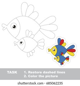 Funny Mother Fish and her Kid. Dot to dot educational game for kids.