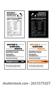 Funny Mother's Sleepless Nights Nutrition Label
