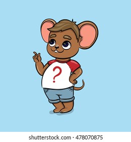 Funny mouse in cartoon style. Children's vector illustration.