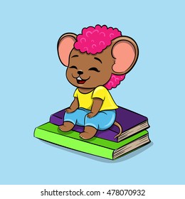 Funny mouse in cartoon style. Children's vector illustration.