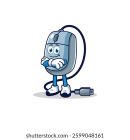 Funny mouse device character mascot illustration