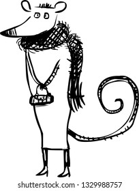 Funny mouse dressed up in human clothes