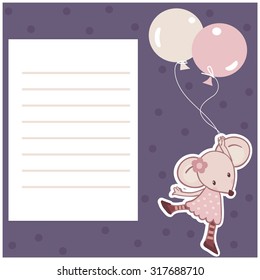 Funny mouse flying on balloon
