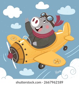 Funny Mouse Flying on Cheese Rocket Vector