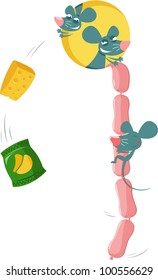 Funny mouse with food
