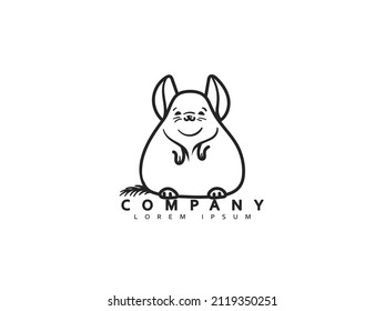 Funny mouse icon. Linear drawing style logo, emblem. Jerboa, hamster animal rodent. Vector illustration