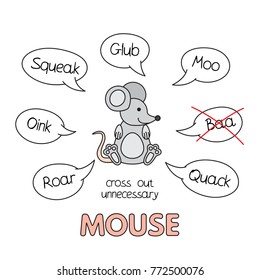Funny mouse kids learning game. Vector design for children