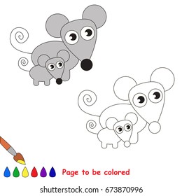 Funny Mouse and Mom to be colored, the coloring book for preschool kids with easy educational gaming level.