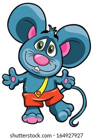 funny mouse on a white background, vector illustration