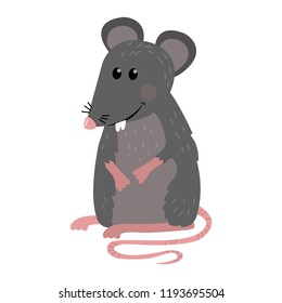 Funny mouse stands and smiles. Vector illustration for your design