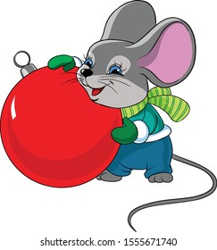 funny mouse symbol of 2020. vector illustration