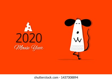 Funny mouse, symbol of 2020 year. Banner for your design