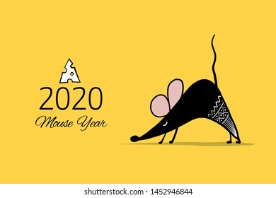 Funny mouse, symbol of 2020 year. Banner for your design