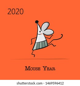 Funny mouse, symbol of 2020 year. Banner for your design