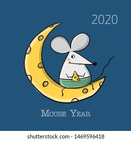 Funny mouse, symbol of 2020 year. Banner for your design