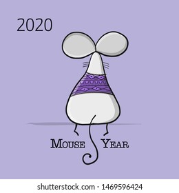 Funny mouse, symbol of 2020 year. Banner for your design