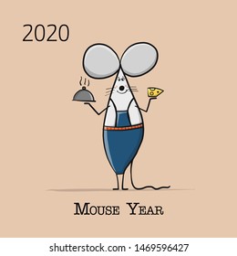 Funny mouse, symbol of 2020 year. Banner for your design