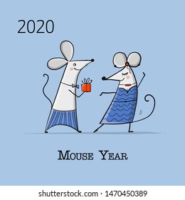 Funny mouse, symbol of 2020 year. Banner for your design