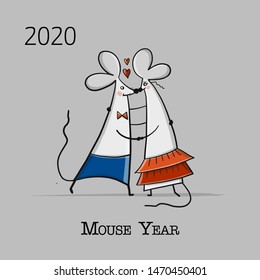 Funny mouse, symbol of 2020 year. Banner for your design