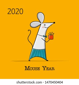 Funny mouse, symbol of 2020 year. Banner for your design