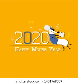 Funny mouse, symbol of 2020 year. Banner for your design