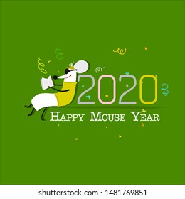 Funny mouse, symbol of 2020 year. Banner for your design