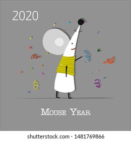 Funny mouse, symbol of 2020 year. Banner for your design