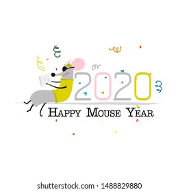 Funny mouse, symbol of 2020 year. Banner for your design