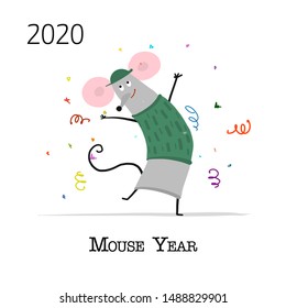 Funny mouse, symbol of 2020 year. Banner for your design