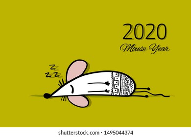 Funny mouse, symbol of 2020 year. Banner for your design