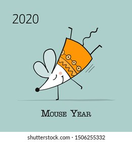 Funny mouse, symbol of 2020 year. Banner for your design