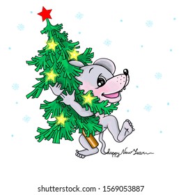 Funny mouse, symbol Banner design vector, friends