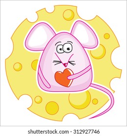 Funny mouse with Valentine, vector illustration