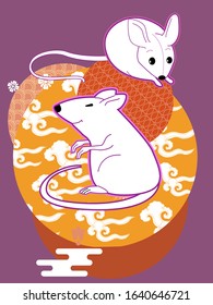 Funny mouse. Visual drawing of ad poster to Happy new year or Chinese new year banner with mouse.