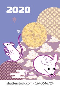 Funny mouse. Visual drawing of ad poster to Happy new year or Chinese new year banner with mouse.