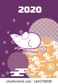 Funny mouse. Visual drawing of ad poster to Happy new year or Chinese new year banner with mouse.