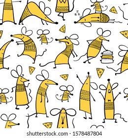Funny mouses. Seamless pattern for your design. Vector illustration
