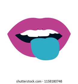 funny mouth with teeth and tongue sign