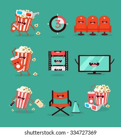 Funny movie icons set. Friends forever. Use for card, poster, banner, web design and print on t-shirt. Easy to edit. Vector illustration.