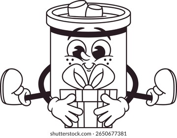 Funny mug black-and-white character vector illustration
