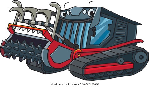 Funny mulcher car with eyes illustration for kids