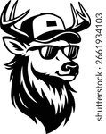 Funny Mullet Deer Buck Head with Trucker Hat – White-Tailed Deer Silhouette Vector for Hunting, Cricut, and Stickers

