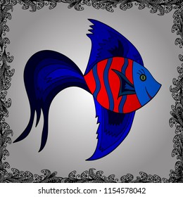 Funny multicolor background, marine texture. Vector illustration. Seamless vector pattern with cute decorative fishes.